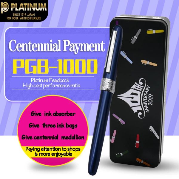 Ensemble de stylos de stylos platine plume plume 100e anniversaire préférentiel pgb1000 iridium stylo box millénaire de papeterie
