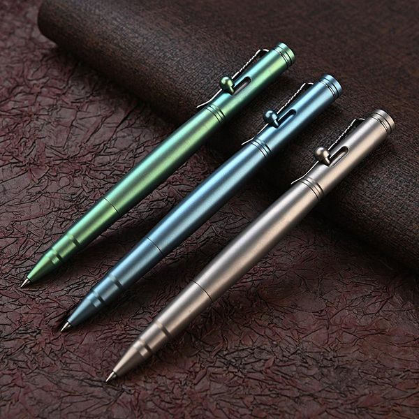 Stylos argent / vert / bleu titane alliage tactique stylo gel stylo metal business signature portable stylo office papeary