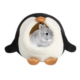Bolígrafos cama de hámster pequeña lindo pingüino conejillo de indias escondites lindo cama tibia para hámster acogedor casa de mascotas pequeñas nido de cuevas para todos