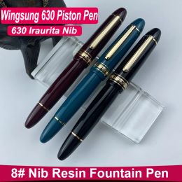 Stylos lisse Wingsung 630 Résine Fountain Pen 8 # Iraurita Fine Nib Brief Piston Gold Clip Pen Business Writing School Papentery Cadeaux