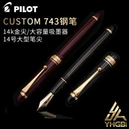 Pens Special Nibs Pilot Fountain Pen Custom 743 Japon Original Set of Penns 14k Gold Nib FKK3000R Grande capacité Storage d'encre