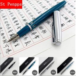 Pens St Penpps 601a Fountain Fountain Pen Piston Type Ink Pen Silver Cap Business Stationery Office School Supplies