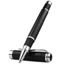 Pens Stonego koolstofvezel Signature Pen, Premium metalen gel inkt Pennen Micropunt 0,5 mm Zwarte inkt Gladde schrijfbalpen
