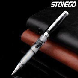 Stylo à bille à bille en métal de luxe à stylo, stylo à bille rétractable en acier en acier inoxydable à rouleau à billes