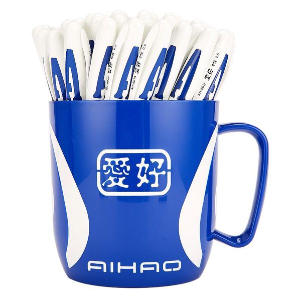 Promotions de marque Top Brand 48pcs Gel Pen Aihao 801a 0,5 mm Cap Neutral Ink Pen Examin École essentielle et fournitures de bureau pour Smooth