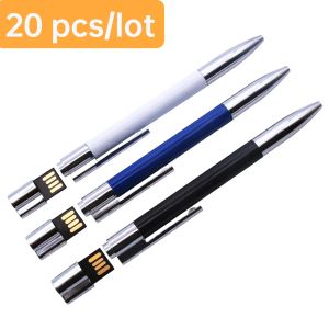 Pennen USB Flash Drive Metal Ballpoint Flash Memory Stick 256G Penaandrijving 128 GB 64 GB 32 GB 16 GB 8GB Pendrive Cle USB 2.0 Teacher Gift