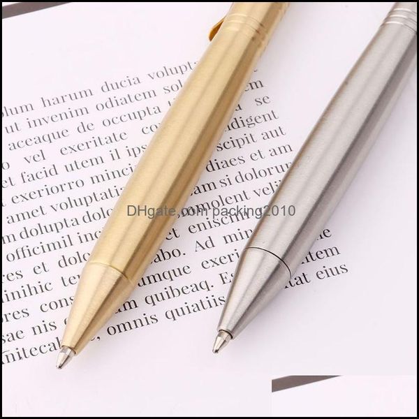 Stylos Écriture Industrielle Luxe En Acier Inoxydable En Laiton D'affaires Stylo À Bille Bureau Fournitures Scolaires Papeterie 0.5Mm Nib K43B Drop Delivery