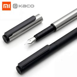 Pennen Xiaomi Kaco Black Fountain Pen met inktzak opbergdoos Case 0,5 mm F NIB metalen inktpen voor het schrijven van ondertekeningspen