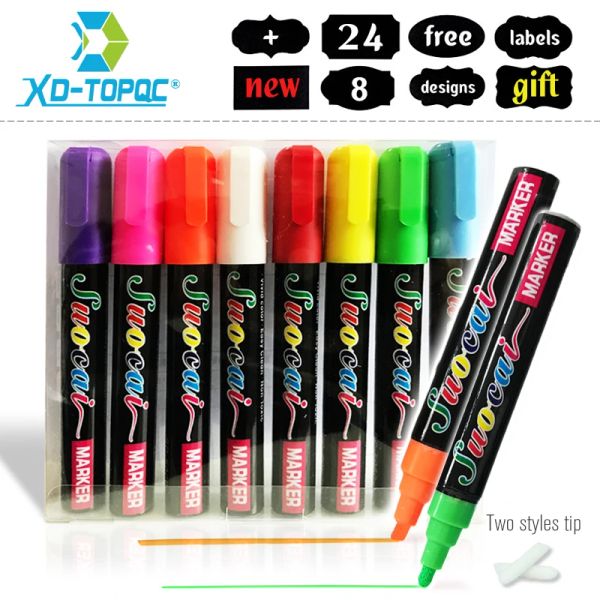 Bolígrafos Xindi tiza líquida nuevo 8 unids/lote resaltador borrable rotulador fluorescente pintura artística colorida para pizarra blanca pizarra LED