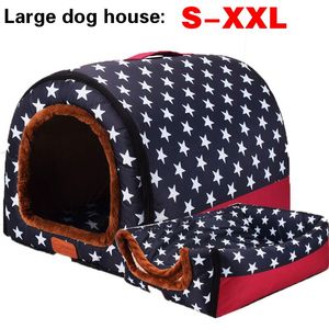 Canetas xxl grande casa de cachorro quente cama de cão de estimação destacável dobrável antiderrapante canil de gato tamanho grande confortável cama de animal de estimação lavada casa de cães de gato