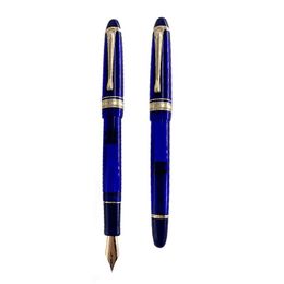 Bolígrafos Yong Sheng 699 14K Gold Blue Fountain Pen translúcido Brown Vaccum Fountainpen Fine Nib Pen Office Regalo de regalo