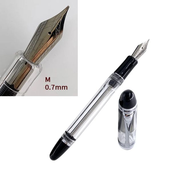 Stylos yong sheng 699 Translucide Fountain White Fountain Pen Vaccum Fountainpen Ef Nib School Office Supplies Papeterie Pens