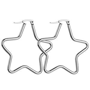 Pentacle boucle d'oreille en acier inoxydable unique pentagramme forme d'étoile cerceau Huggie antiallergique exagérer bijoux surdimensionnés étoiles à cinq branches accessoire de mode