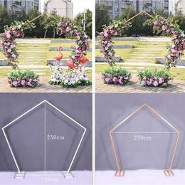 Pentagon Boog Frame Metaal Vierkant Bruiloft Boog Basis Paal Stand Display Set Prom Tuin Bloemen Decoratie Feestdecoratie Suppli220G