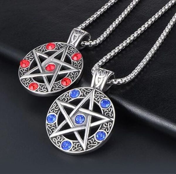 Collier pentagramme symbole satanique, pendentif de culte de Satan, colliers en diamant Vintage, bijoux en gros