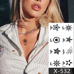 Autocollant de tatouage temporaire pentagramme étanche noir Sexy météore avant poitrine petits autocollants réalistes pour les femmes Art faux tatouages