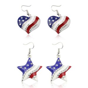 Pentagram usa vlag oorr earring hart shap Amerikaanse vlag