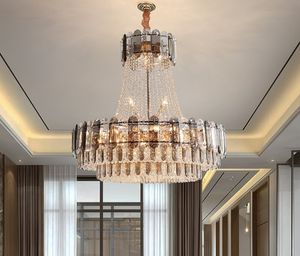 Lámpara de araña de ático, lámpara postmoderna para sala de estar, lámpara de cristal de lujo para vestíbulo de Hotel y Villa, iluminación colgante para Loft larga y escalera