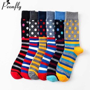Peonfly Funny Men's Colorful Combed Cotton Red Argyle Dozen Pack Casual Happy Dress Calcetines de boda X0710