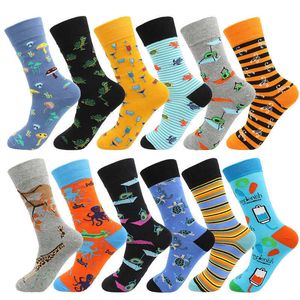 Peonfly haute qualité coton avion requin bière banane tigre dinosaure Pizza chien motif Hip Hop amusant heureux hommes chaussettes X0710