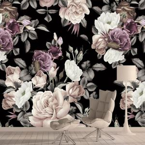 Peony Schil en Stok Bloemen 3d Po Muurschildering Behang Behang Papieren Home Decor Wallpapers voor Woonkamer Slaapkamer Muurschilderingen Roll1253q