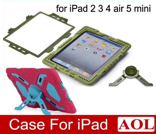 Pepkoo Defender Military Spider Stand Water Dirt Trop Taub Cover Silicona de plástico para iPad 2 3 4 iPad Air 2 Air iPad Mini5022840