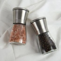 Peper molenmolen roestvrij staal handmatig zout draagbaar glas Muller Spice Sauce Home Keukengereedschap 2024426