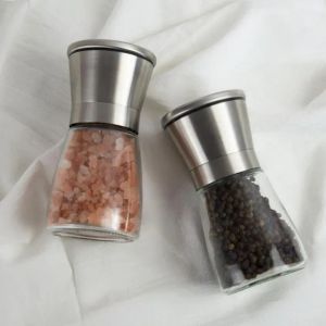 Moulin à poivre broyeur en acier inoxydable manuel sel Portable verre Muller Sauce aux épices maison cuisine outil-1