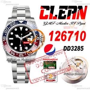 Pepsi 126710 DD3285 automatisch herenhorloge Clean CF rood blauw keramiek lunette zwarte wijzerplaat 904L OystSteel armband Super Edition dezelfde seriële garantiekaart Puretime f2