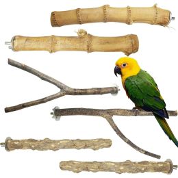 Perches 6 Piezas Perca para Loros Soporte para pájaros Juguete Soporte de Madera Juego de pie de Entrenamiento de Madera para Accesorios para Jaulas de pájaros pequeños y medianos