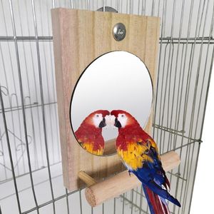 Zit in papegaai trainingsspiegels met zitplaatsen rek houten valkparkietjes spiegel voor kooispeelgoed parket vogels benodigdheden kooi -accessoires