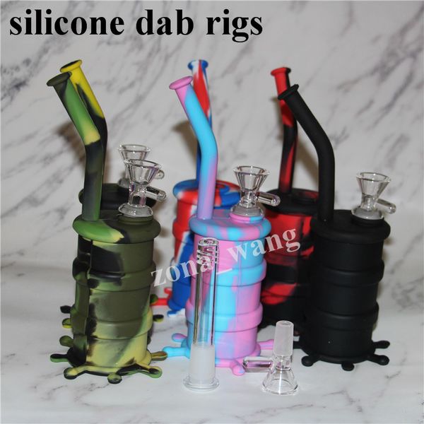 Percolateur Conduites d'eau en silicone Mini verre Bong Pipe à eau Pyrex Oil Rigs Silicone Water Bong pour fumer Embouchure pour bong