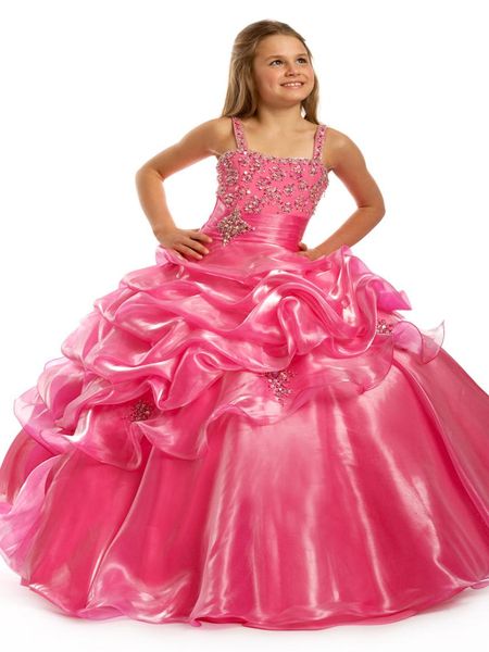 Angels parfait 1417 Pink Petit Girls Pageant Robes Sequins Flower Girl Robes Bouille de bal Enfants Enfants Festival Dress5370440