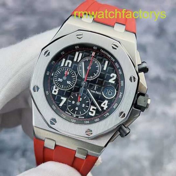 Perfect AP Wristwatch Royal Oak Offshore Series 26470st Classic First Generation Vampire Black Plate Rouge aiguille rouge 42 mm Automatique Mécanique pour hommes