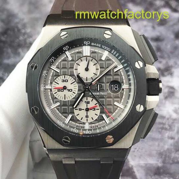 Perfect AP Wallwatch Royal Oak Offshore Series 26400io Titanium Black Ceramic Ring Mens Watch