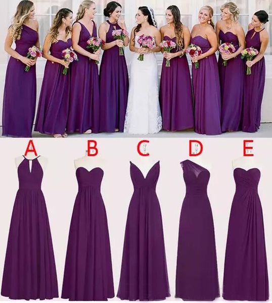 Printemps 2020 en mousseline de soie violet robes de demoiselle d'honneur en option mélanger et assortir les styles une longue ligne de mariage demoiselle d'honneur robes sur mesure EN1241