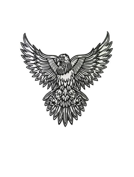 Patch de broderie d'aigle parfait, encre de tatouage, Design artistique, veste, motard, 28cm, 21cm, Patch en fer, 7662946