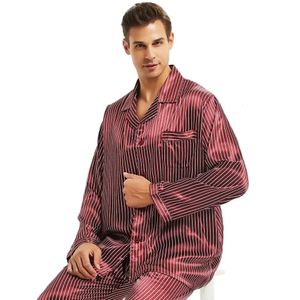 Perfect Gifts_ Ensemble de pyjama en satin de soie pour homme Pyjama Pyjama PJS Ensemble de vêtements de nuit Loungewear U.SSMLXLXXL3XL4XL Plus_3 couleurs 240227