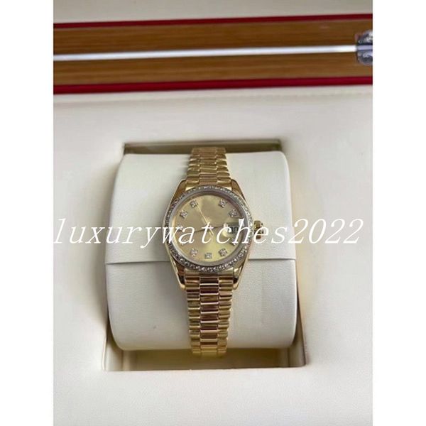 Perfect Lady Watches V5 Version 31mm Diamant Échelle de Temps et Lunette Bracelet en Or Inoxydable 2813 Mouvement Automatique Mécanique Femme Montres-Bracelets