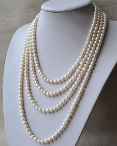 Collier de perles longues parfaites, collier de perles d'eau douce naturelles blanches de 90 pouces 7-8mm, bijoux de cadeau pour femmes charmantes