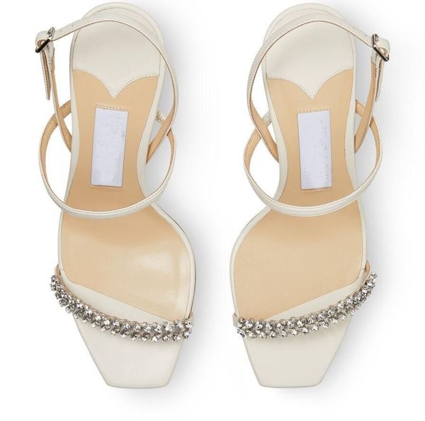 Perfect Meira Sandalias de mujer Zapatos Bombas adornadas con cristales de hoja Señora femenina Tacón de aguja sexy Vestido de noche de fiesta Gladiador blanco dorado Tacones altos Sandalia EU35-43