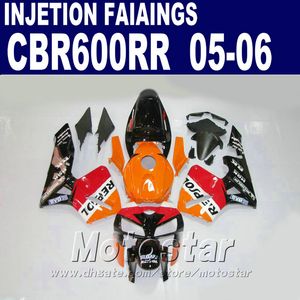 Perfect Orange! Spuitgieten voor Honda CBR 600 RR Fairing 2005 2006 CBR6DRR 05 06 CBR 600RR FACKINGS KIT VYU5