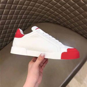 Perfect Portofin Men Chaussures décontractées Calfskin Nappa en cuir baskets Trainers Red Redhes Leathers Casuals Walking Famme Designer Junior Low Topssports UE 36-46