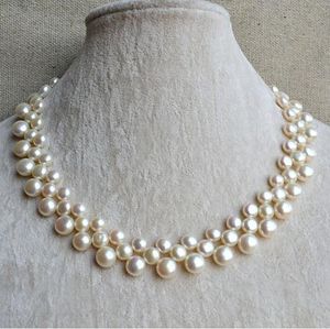 Anniversaire de mariage parfait perle bijoux, 3Rows de couleur blanc Véritable collier de perles d'eau douce, Nouvelle-Livraison gratuite