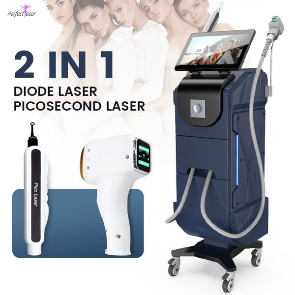 PerfectLaser PicoseCond 808 Diode Laser Épilation de cheveux Machine Pico Laser 1064 532 1320 Lavage des sourcils Tatouage Freckle Retirer 2 en 1 Appareil