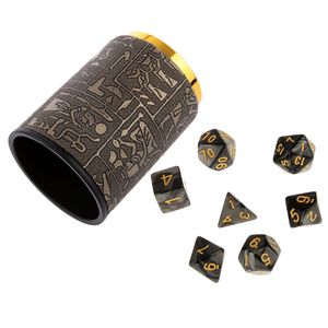 Perferclan 7 Set Polyhedral Dice for Dungeons and Dragons DND RPG MTG+ Dice Cup Black Polyhedral Dice Table Games