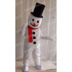 Costumes de mascotte de bonhomme de neige, chapeau noir, tenue de personnage de dessin animé, costume de carnaval, taille adulte, Halloween, fête de noël, costumes de carnaval