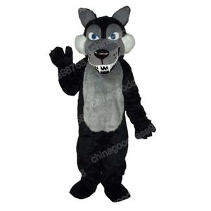 Prestaties Zwarte Wolf Mascotte Kostuum Topkwaliteit Kerstmis Halloween Fancy Feestjurk Stripfiguur Outfit Pak Carnaval Unisex Outfit