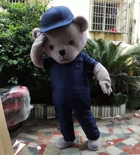 Desempenho azul chapéu teddy bear mascote trajes natal fantasia vestido de desenho animado personagem roupa terno adultos tamanho carnaval páscoa publicidade tema roupas