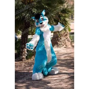 Performance Blue Husky Dog Mascot Costume Hoogwaardige Carnival Festival Jurk Halloween Christmas Unisex Outdoor Advertising Outfit Suit